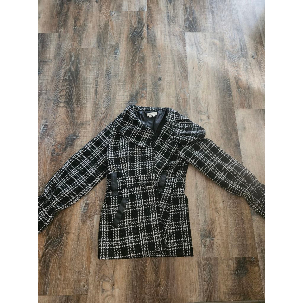 Women's Appraisal Black White Plaid Tweed Jacket Coat S